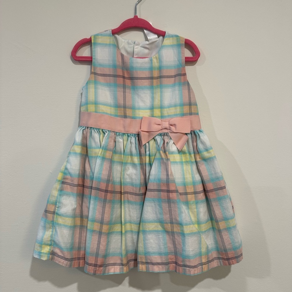 Carter's Multicolor Plaid Dress with Pink Bow